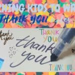 SCRAPS OF COLORFUL PAPER WITH VARIOUS NOTES OF THANK YOU