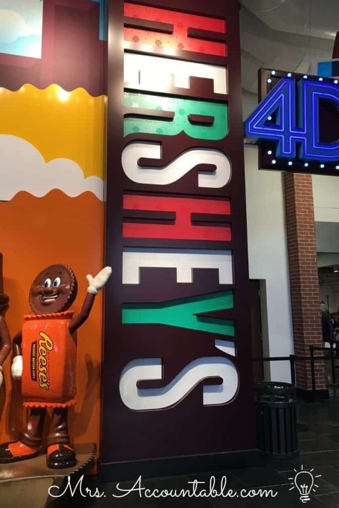 CHRISTMAS AT HERSHEY PARK INCLUDES THE NEARBY CHOCOLATE WORLD, THIS IMAGE INCLUDES A REECES CUP STATUE AND GIANT CHOCOLATE BAR STATUE